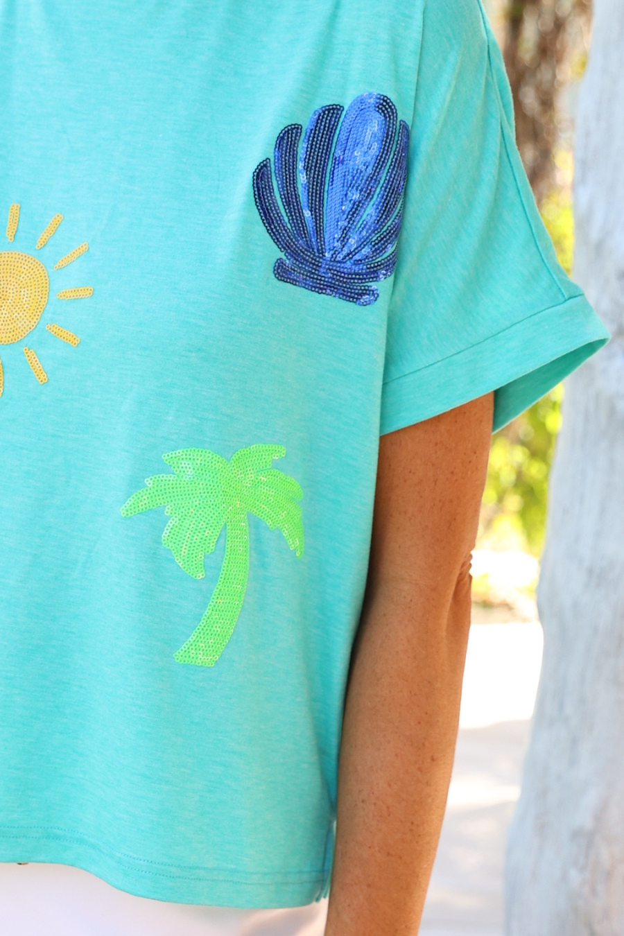 On Vacay Sequin Patch Top - Jess Lea Boutique