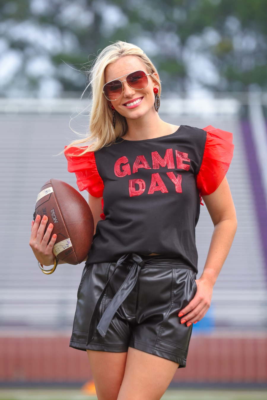PREORDER-It's Game Day Sequin Patch Top - Jess Lea Boutique