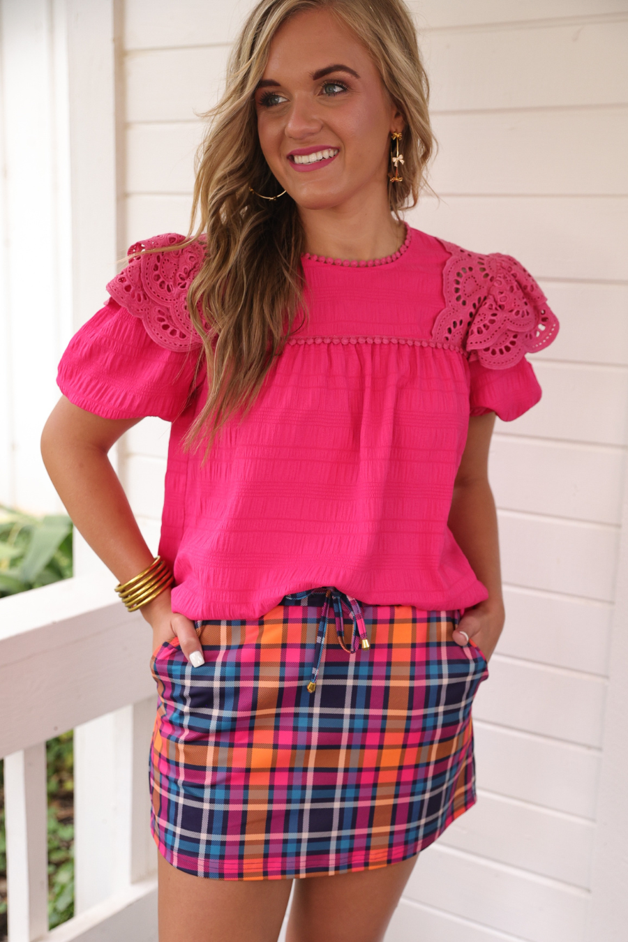Kimber Eyelet Top, Pink - Jess Lea Boutique