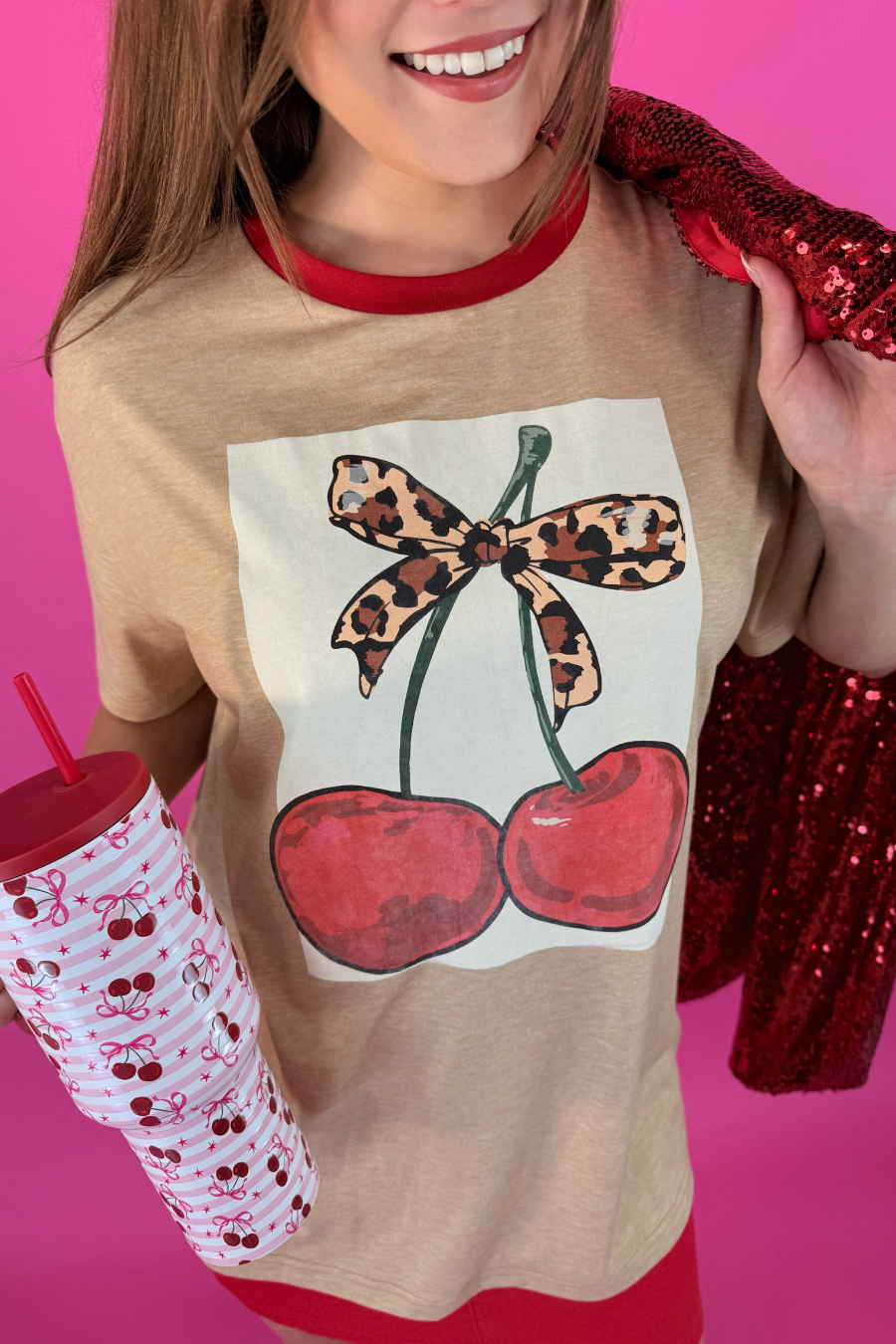 Cherry Sweet Oversized Tee - Jess Lea Boutique