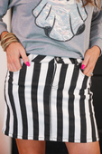 PREORDER Nova Striped Denim Skirt, Black/White - Jess Lea Boutique