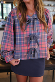 PREORDER- Betty Bow Top - Patterned In Plaid - Jess Lea Boutique