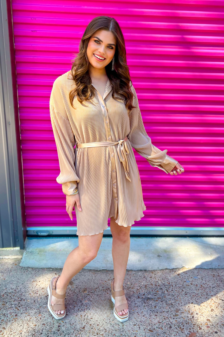 Hot Shot Pleated Tie Dress - Jess Lea Boutique