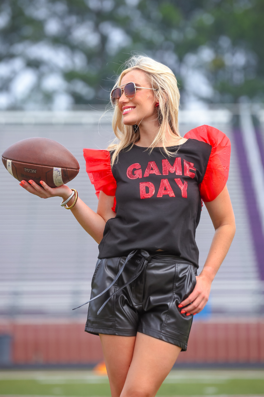 PREORDER-It's Game Day Sequin Patch Top - Jess Lea Boutique