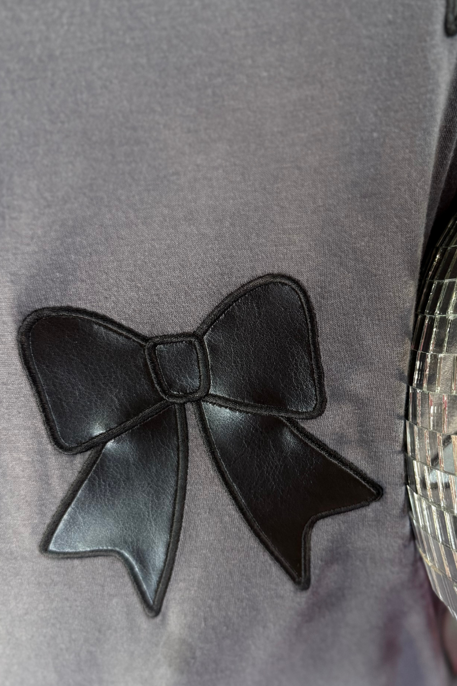Faux Leather Bow Oversized Tee - Jess Lea Boutique