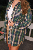 PREORDER Lola Flannel Tunic Top- Green - Jess Lea Boutique
