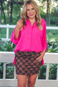 Chocolate Checkered Skort - Jess Lea Boutique