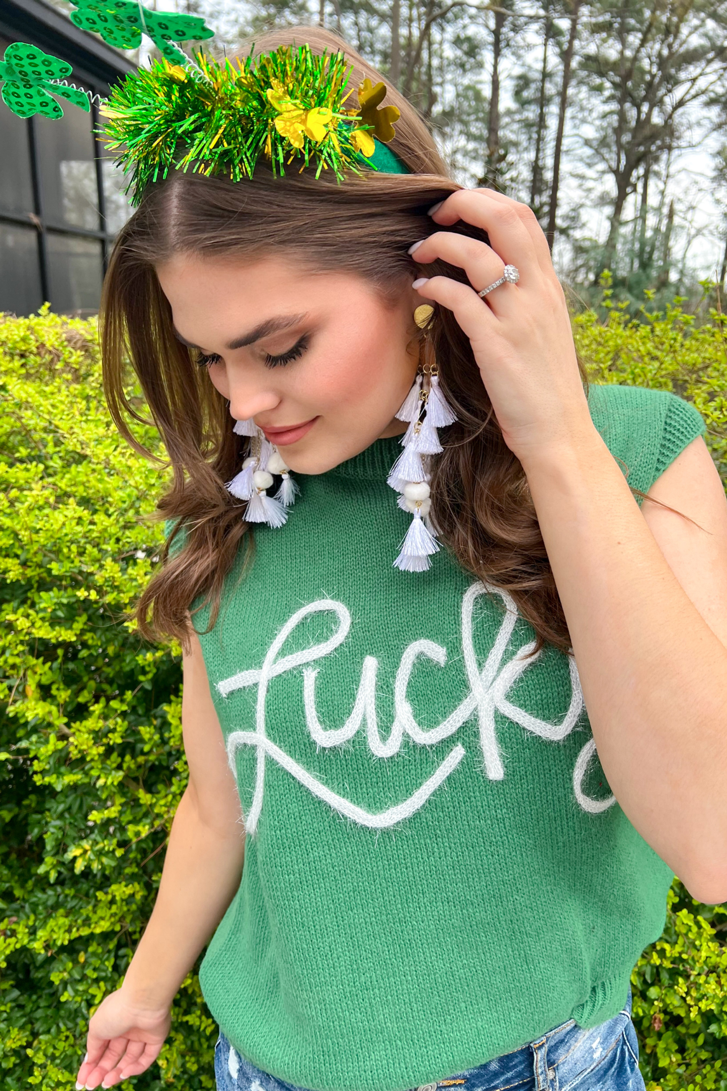 Lucky Charm Tinsel Sweater Vest - Jess Lea Boutique