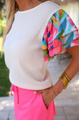 Wander The Town Flutter Sleeve Top - Jess Lea Boutique
