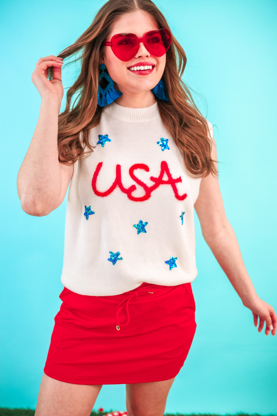 PREORDER-USA Tinsel Sweater Vest - Jess Lea Boutique