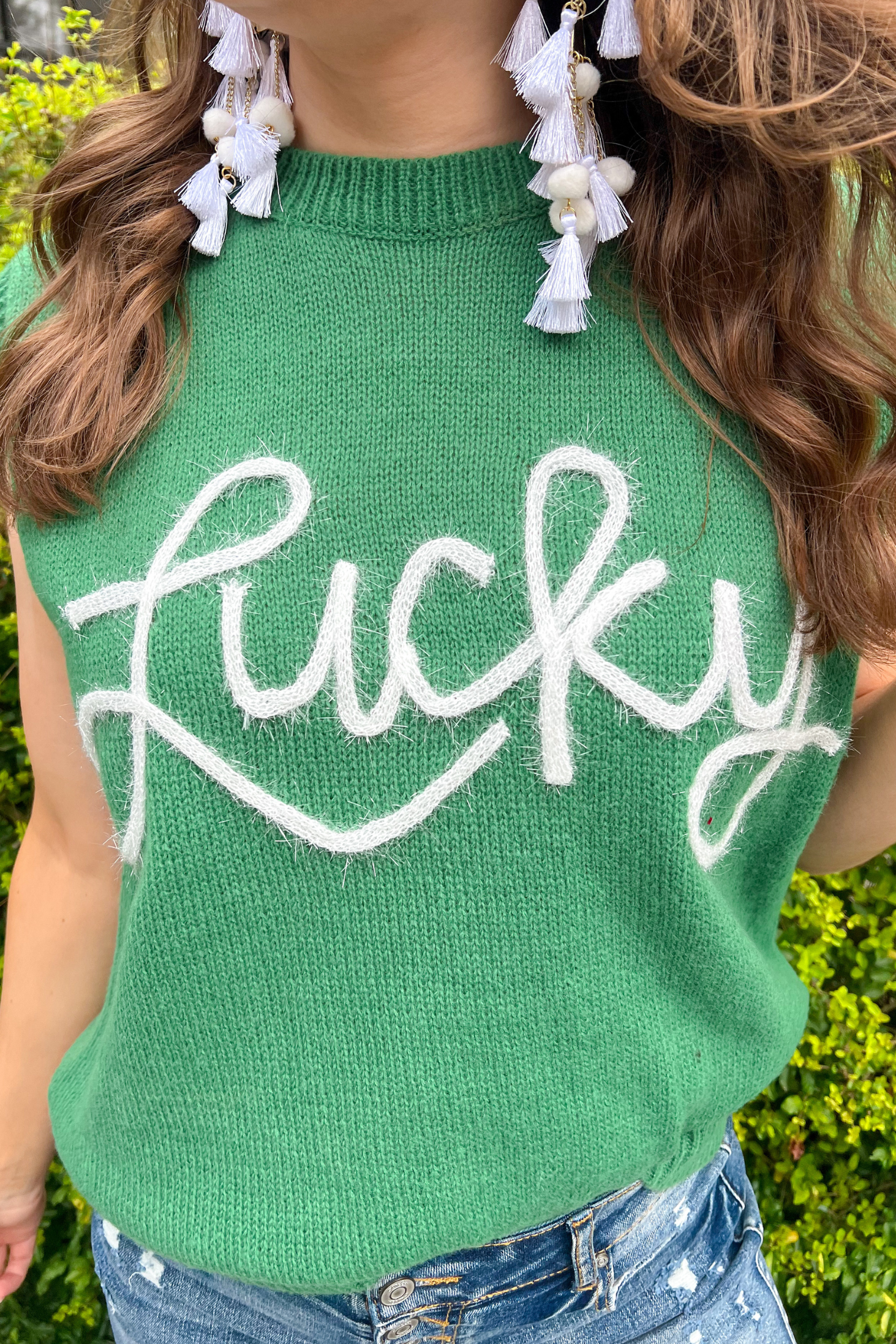 Lucky Charm Tinsel Sweater Vest - Jess Lea Boutique