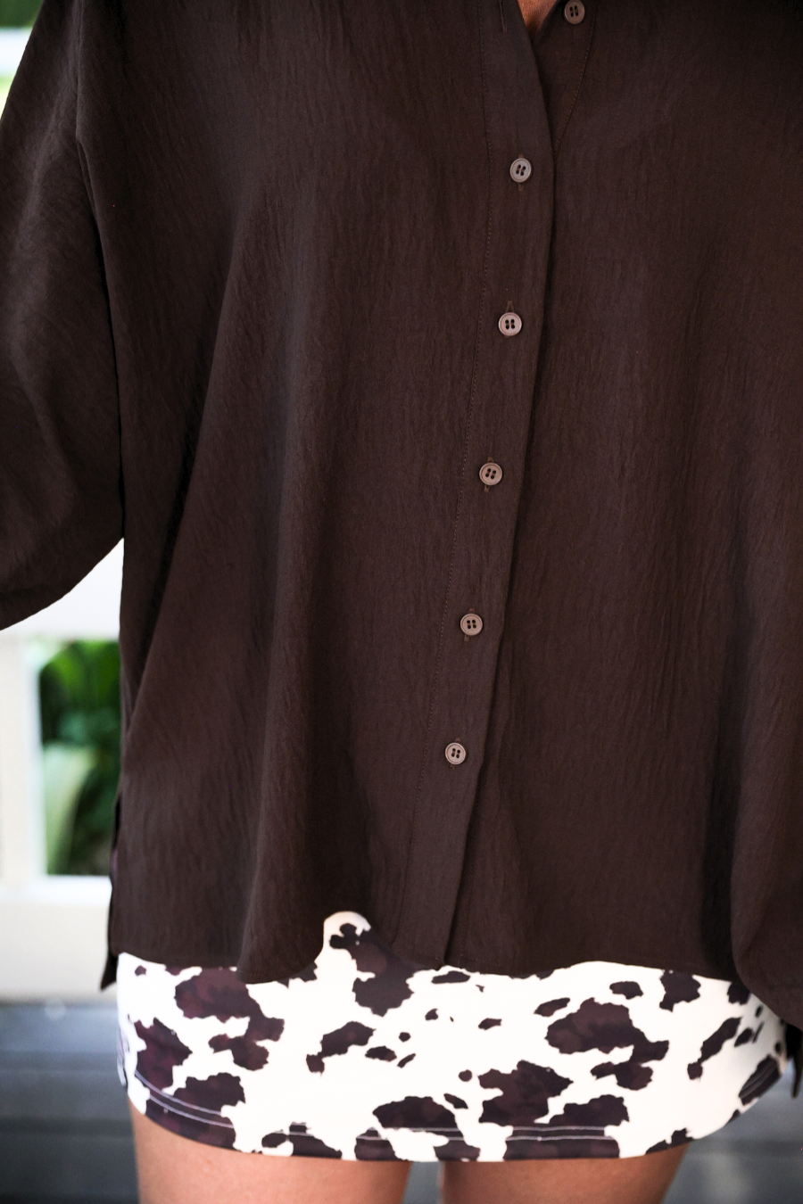 Sloane Button Up Top- Chocolate - Jess Lea Boutique