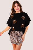 Sideline Sparkle Ruffle Top- Black - Jess Lea Boutique