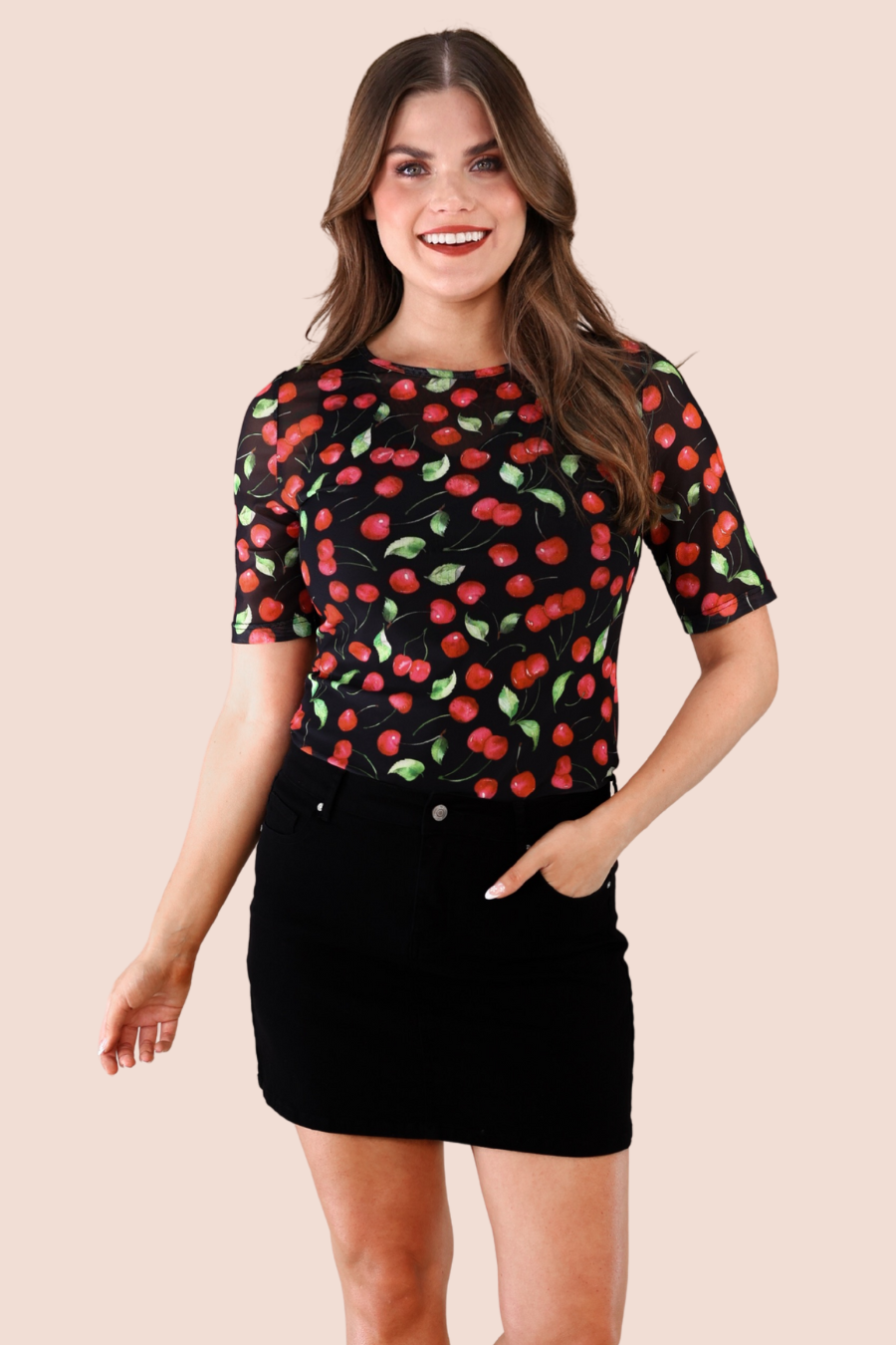 Wild Cherry Mesh Top - Jess Lea Boutique