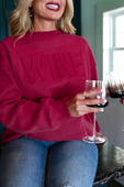 Wine Embossed Sweatshirt - Jess Lea Boutique