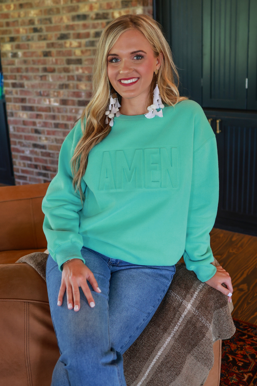 Amen Embossed Sweatshirt - Jess Lea Boutique