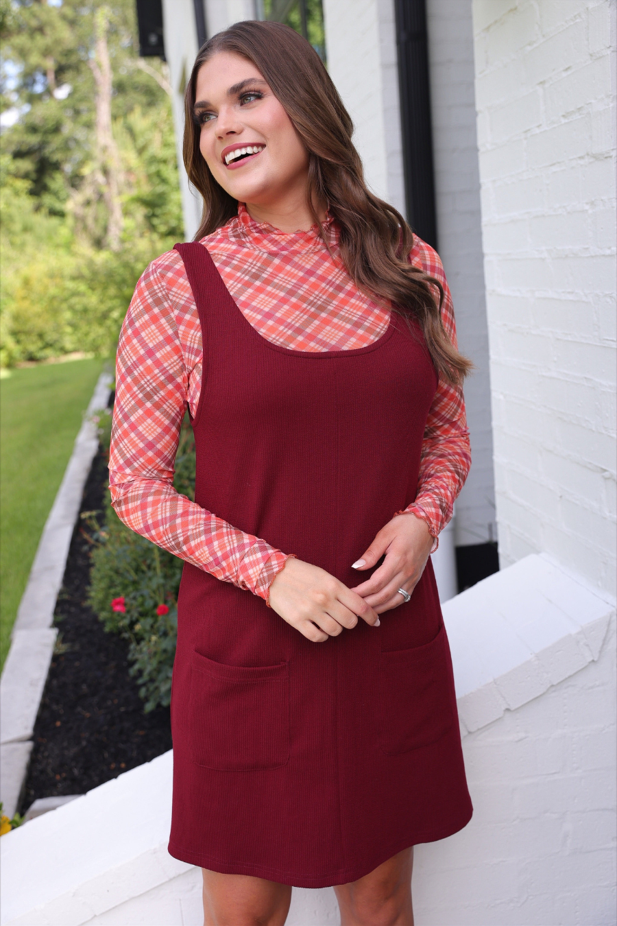 PREORDER- Rory Ribbed Jumper Dress- Burgundy - Jess Lea Boutique