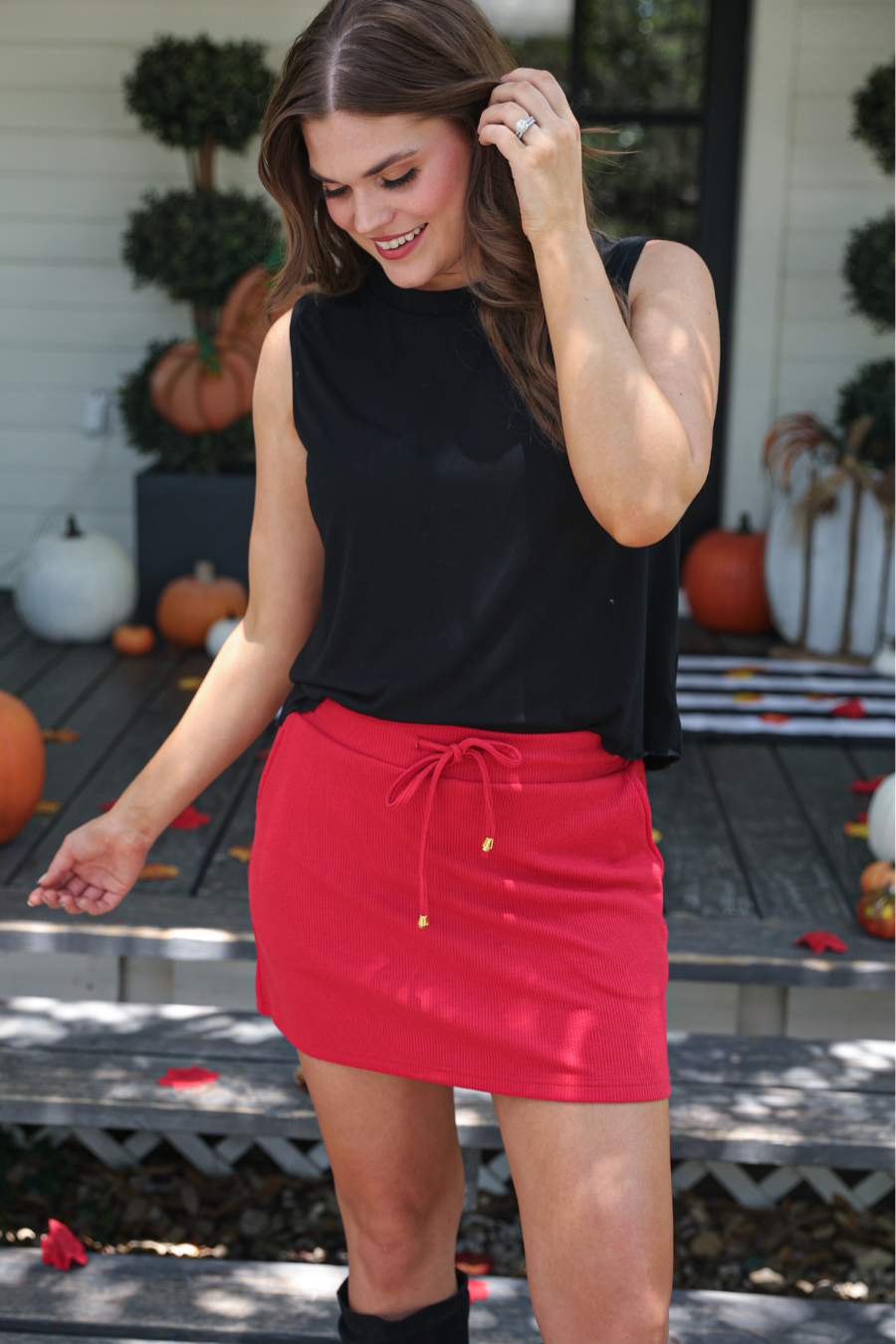PREORDER Well Loved Ribbed Skort, Red - Jess Lea Boutique