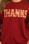 PREORDER Thanks Plaid Patch Pullover - Jess Lea Boutique