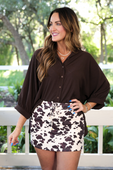 Sloane Button Up Top- Chocolate - Jess Lea Boutique