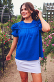 Kimber Eyelet Top, Royal Blue - Jess Lea Boutique