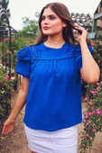 Kimber Eyelet Top, Royal Blue - Jess Lea Boutique