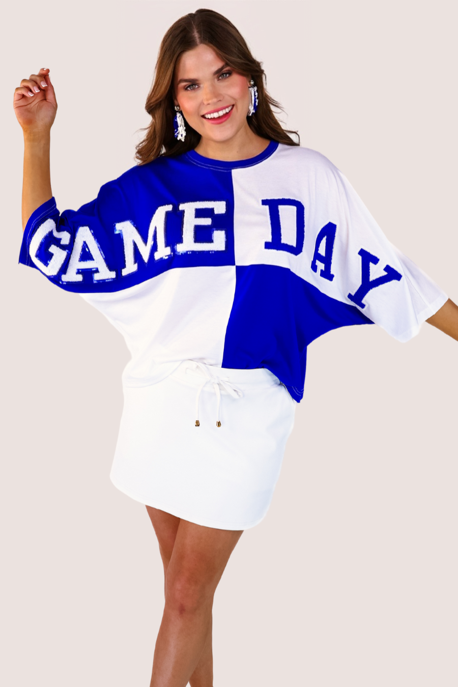Huddle Up Color Block Top- Blue - Jess Lea Boutique