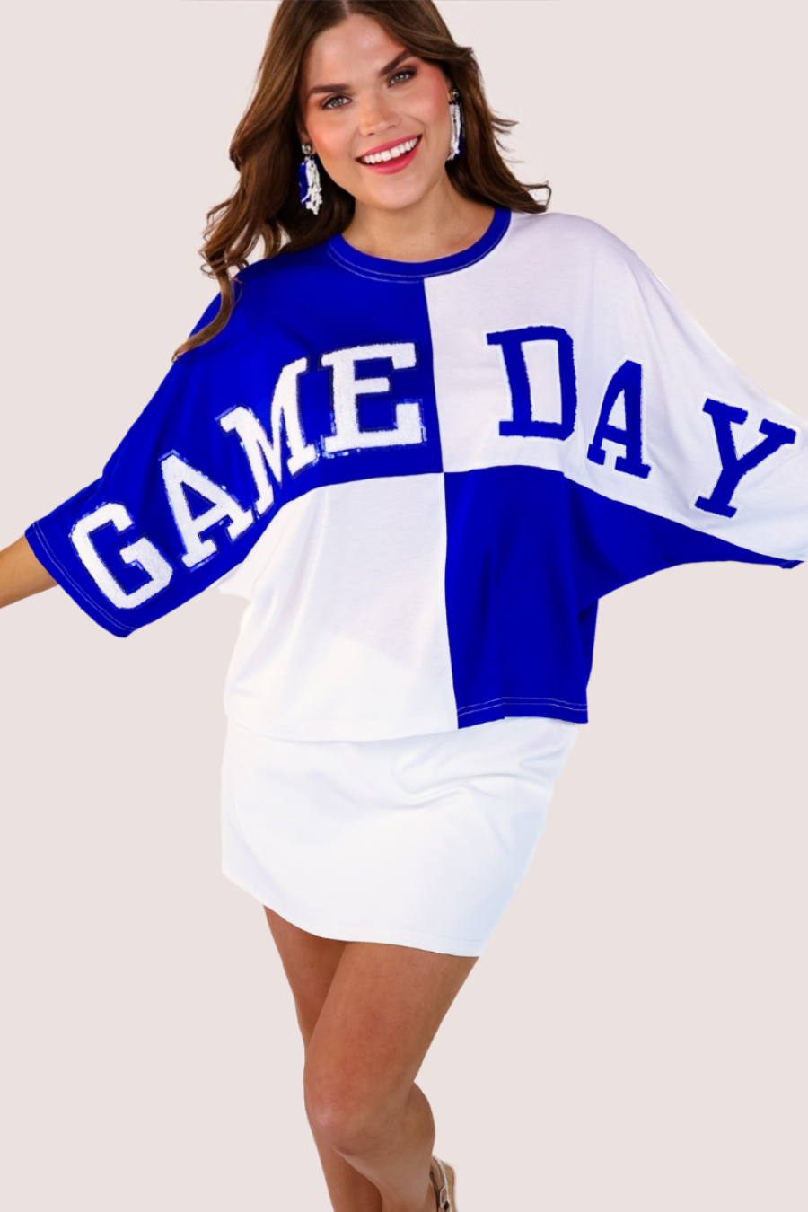 Huddle Up Color Block Top- Blue - Jess Lea Boutique