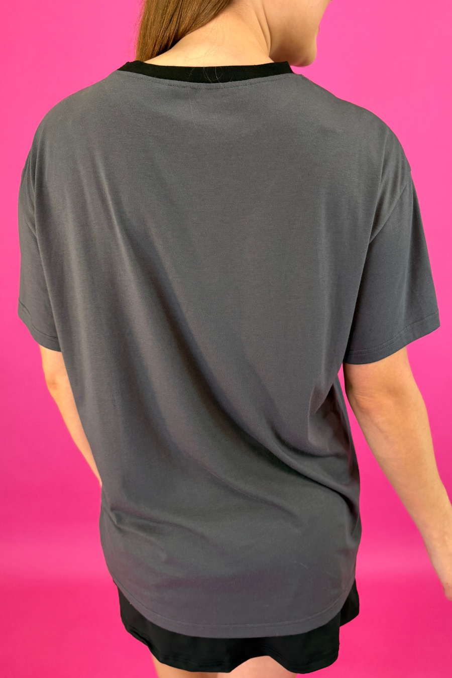 Faux Leather Bow Oversized Tee - Jess Lea Boutique