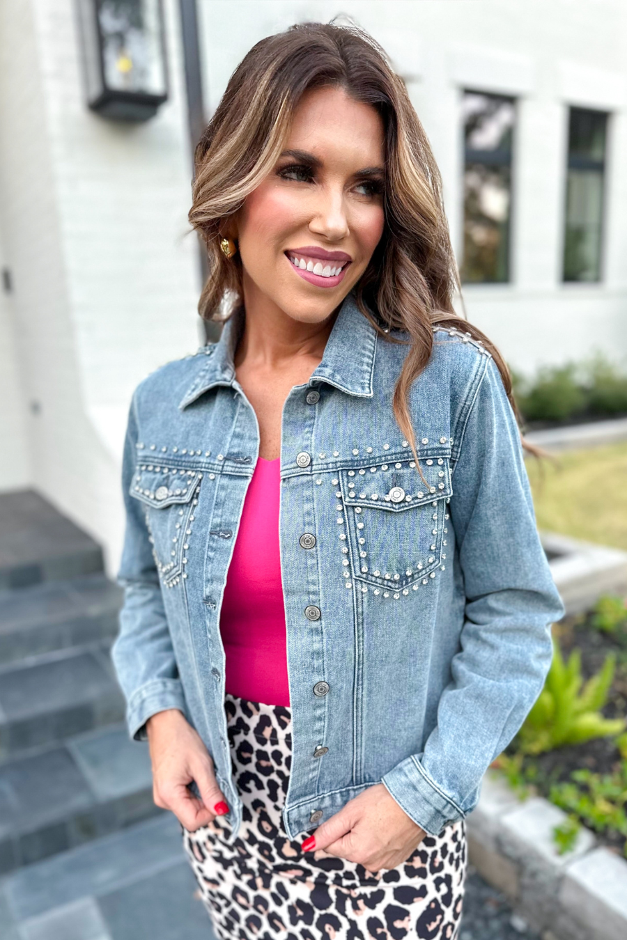 Stevie Rhinestone Denim Jacket - Jess Lea Boutique