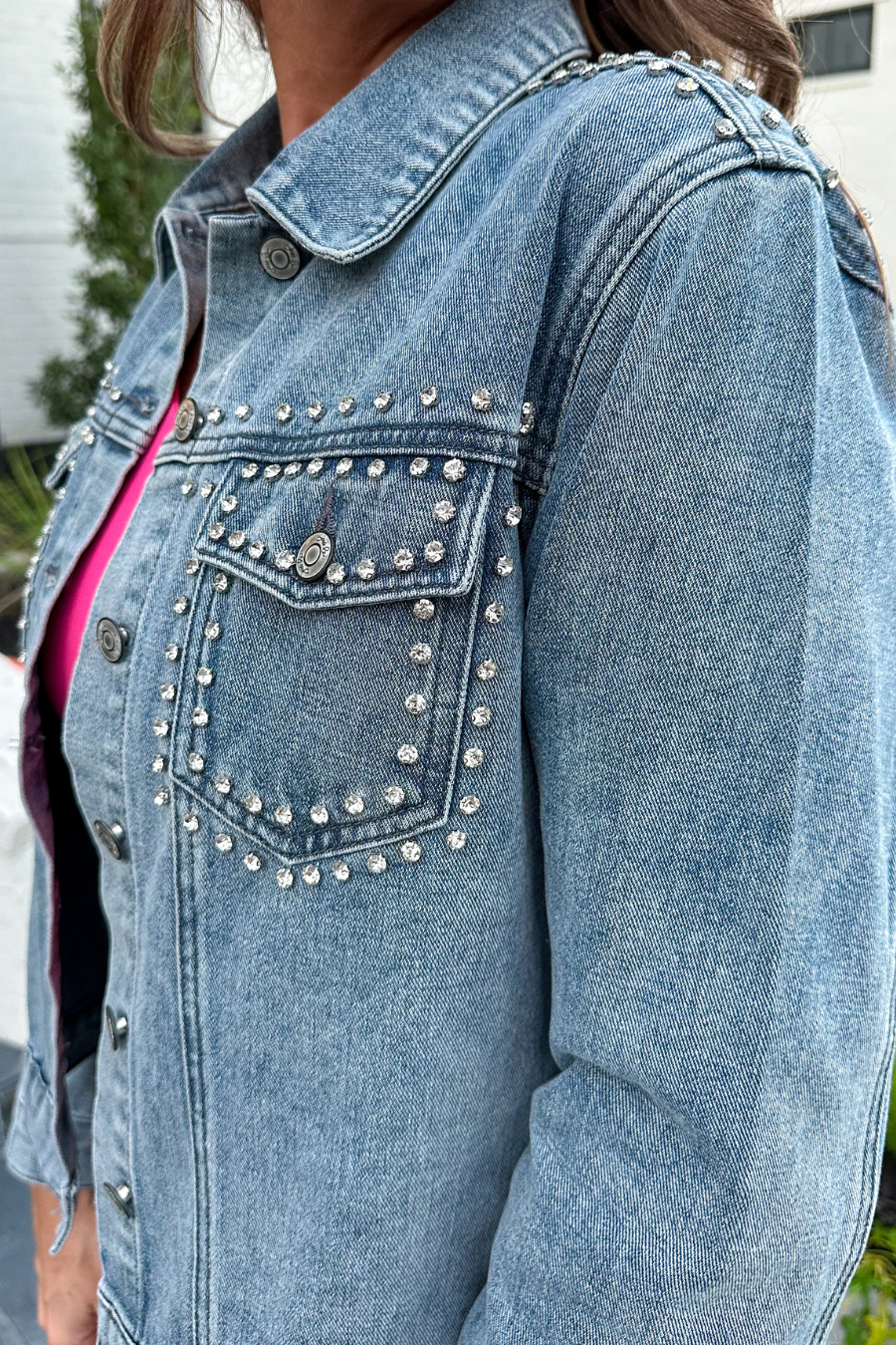 Stevie Rhinestone Denim Jacket - Jess Lea Boutique