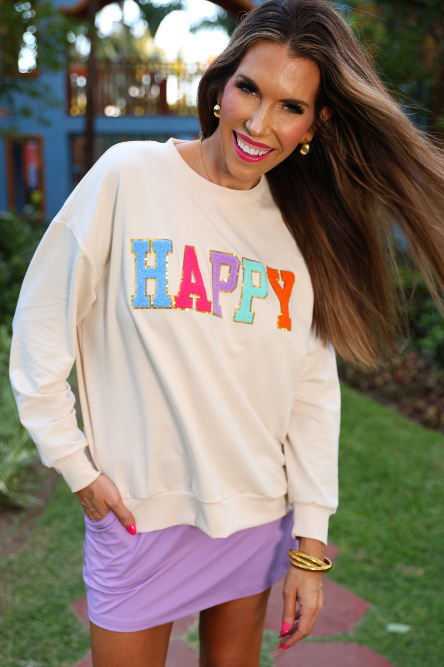 Happy Patch Pullover - Jess Lea Boutique