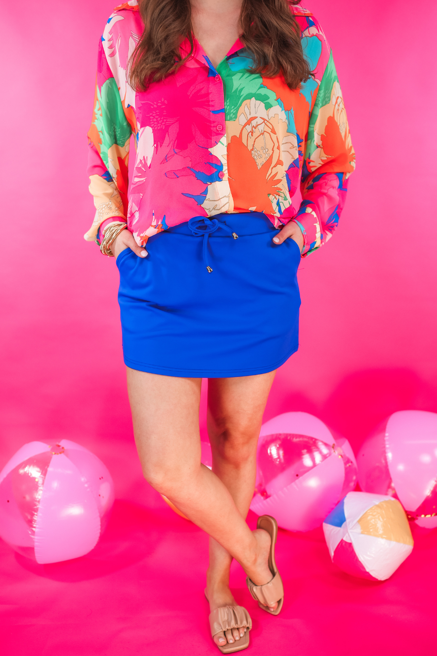 Solid Blue Skort - Jess Lea Boutique