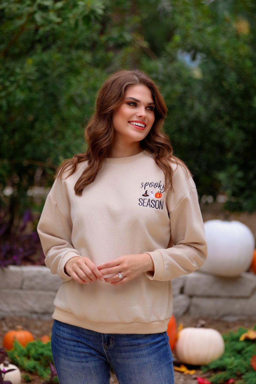 Spooky Season Embroidered Sweatshirt - Jess Lea Wholesale