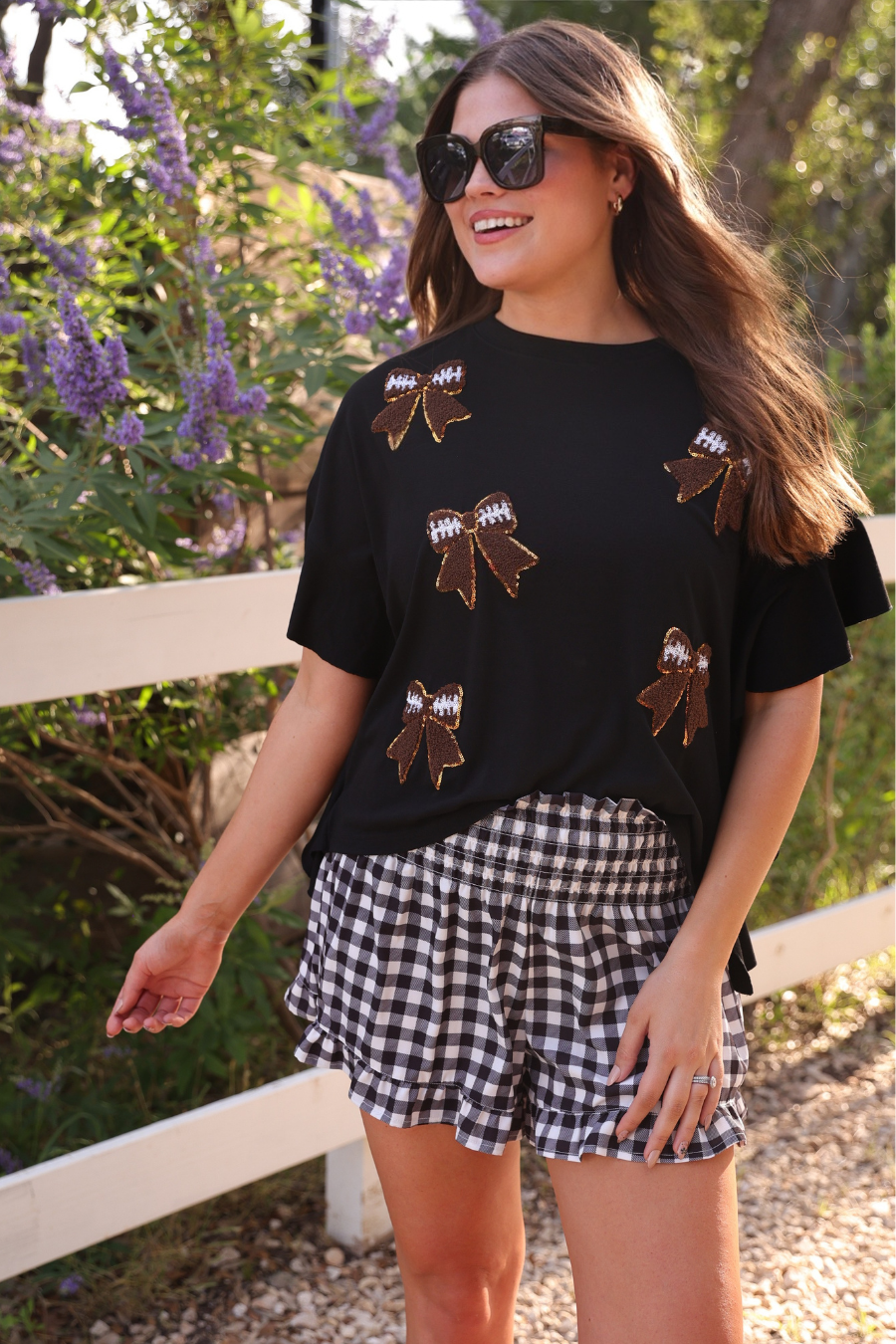 Sideline Sparkle Ruffle Top- Black - Jess Lea Boutique