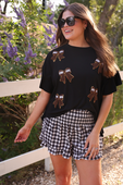 Sideline Sparkle Ruffle Top- Black - Jess Lea Boutique