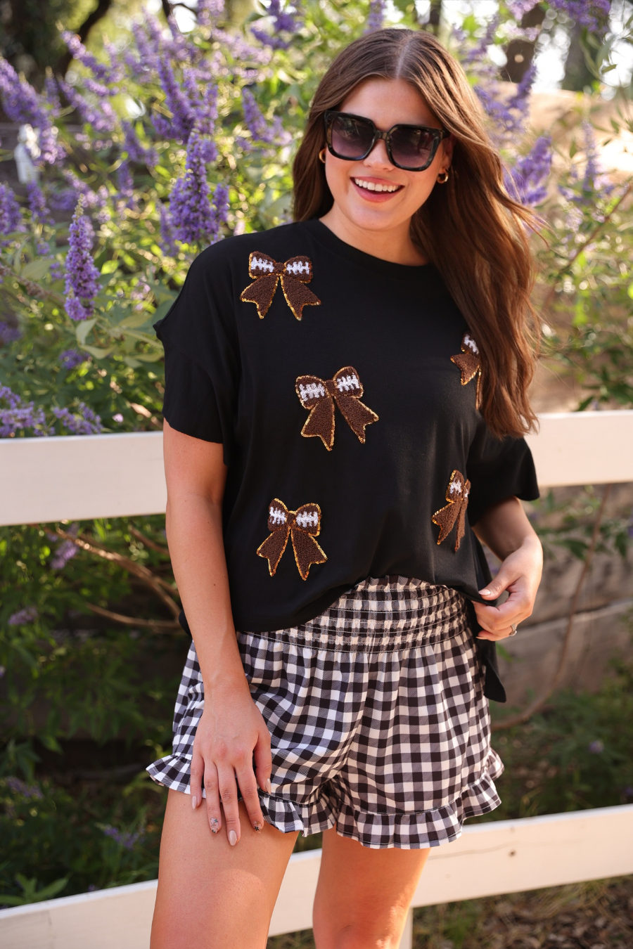 Sideline Sparkle Ruffle Top- Black - Jess Lea Boutique