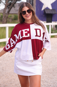 Huddle Up Color Block Top- Maroon - Jess Lea Boutique