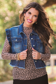 Jordan Ruffle Denim Vest- Dark Denim - Jess Lea Boutique