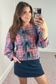 Betty Bow Top - Patterned In Plaid