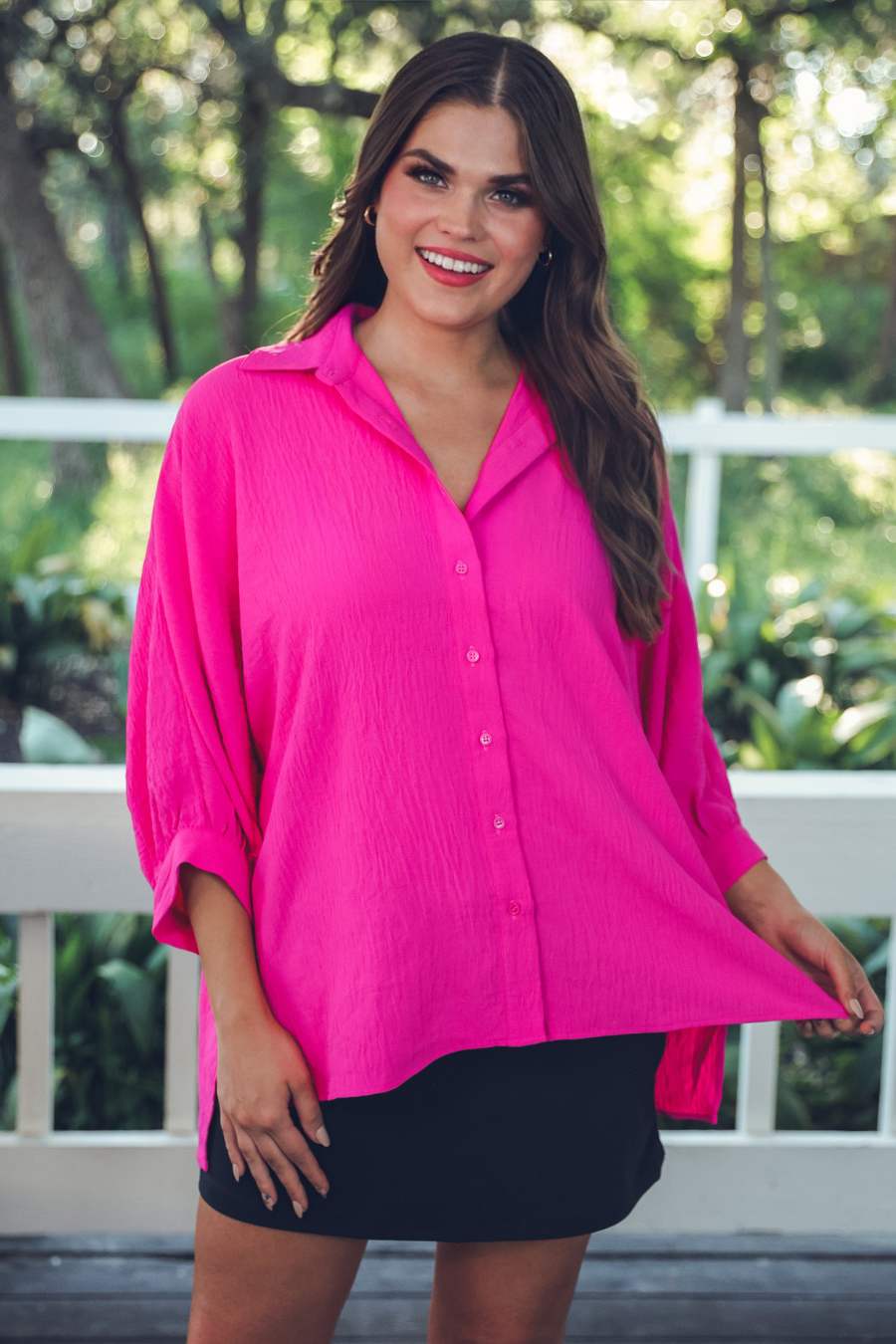 Sloane Button Up Top- Pink - Jess Lea Boutique