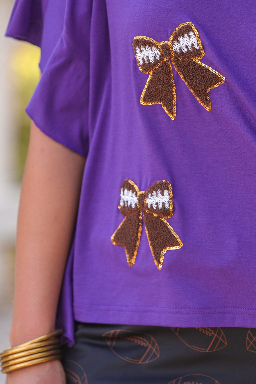 Sideline Sparkle Ruffle Top- Purple - Jess Lea Boutique