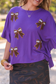 Sideline Sparkle Ruffle Top- Purple - Jess Lea Boutique