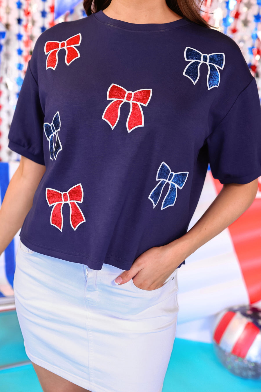Red, White, And Bowtiful Luxe Top - Jess Lea Boutique
