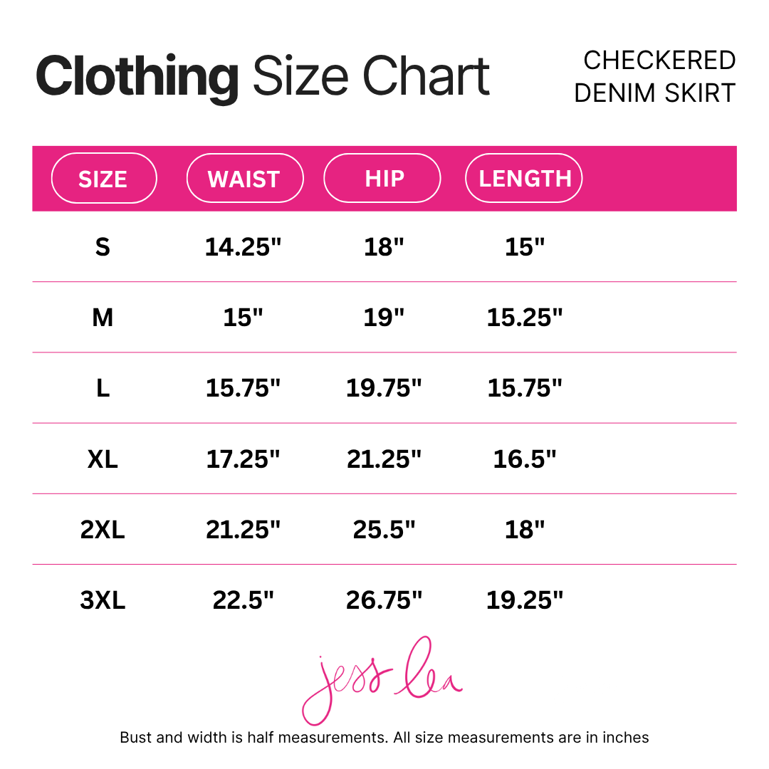 PREORDER-Spice It Up Checkered Denim Skirt - Jess Lea Boutique