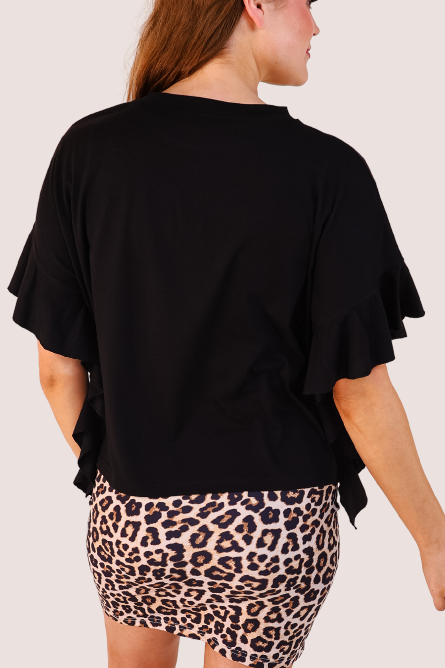 Sideline Sparkle Ruffle Top- Black - Jess Lea Boutique