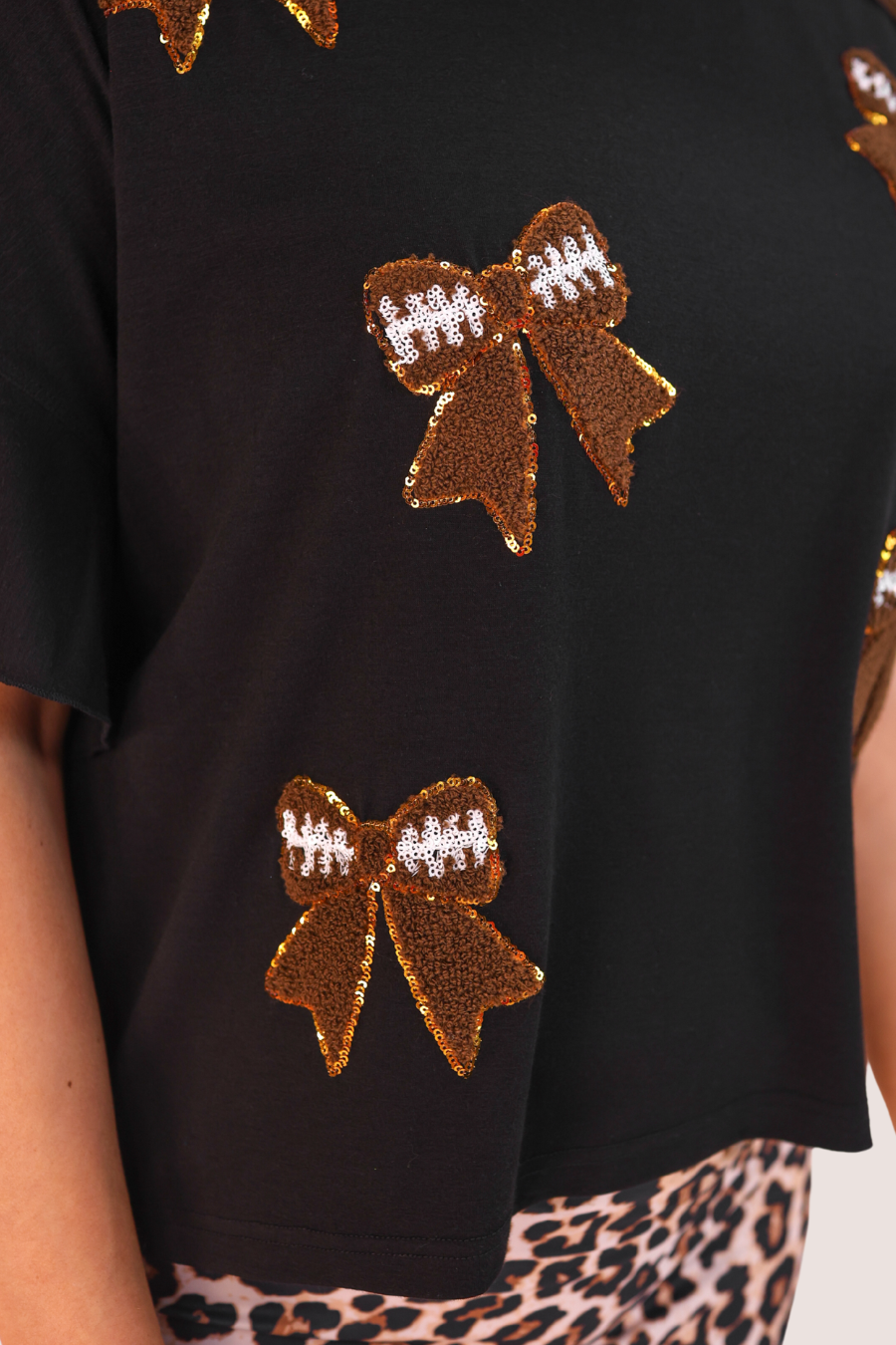 Sideline Sparkle Ruffle Top- Black - Jess Lea Boutique