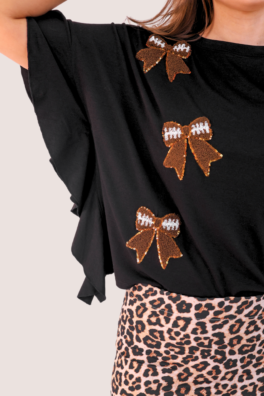 Sideline Sparkle Ruffle Top- Black - Jess Lea Boutique