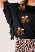 Sideline Sparkle Ruffle Top- Black - Jess Lea Boutique
