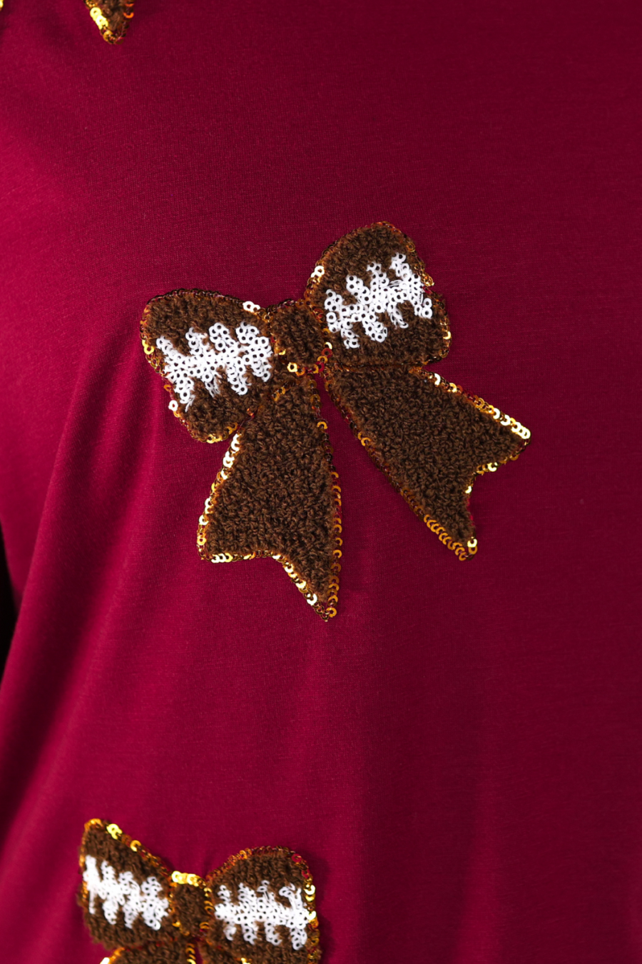 Sideline Sparkle Ruffle Top- Maroon - Jess Lea Boutique